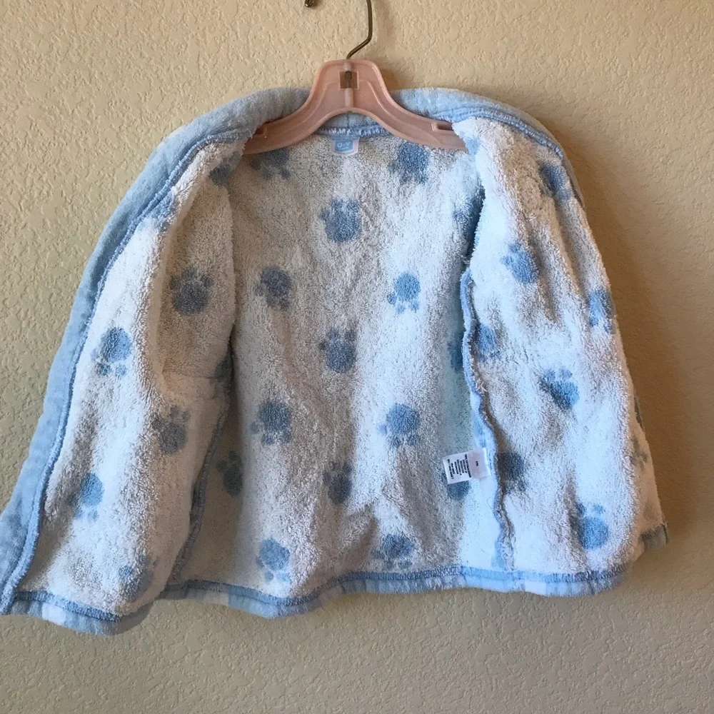 Carters Baby Blue Bathrobe Size 0 to 9 Months Paw Prints Lion Patch Cotton
